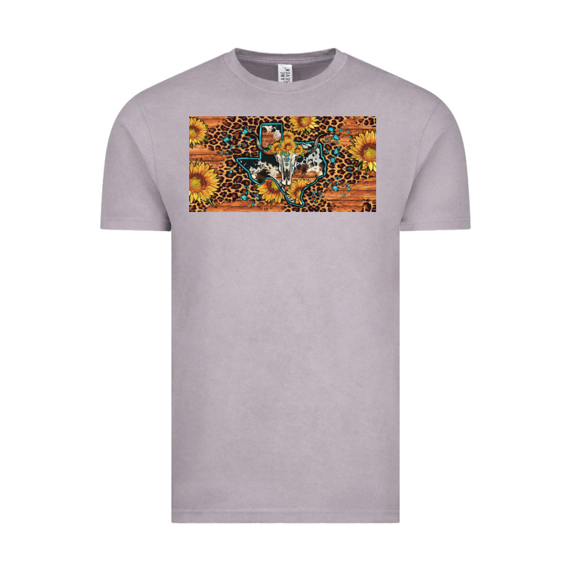 Texas Map Bull Skull Sunflower Leopard Licence Plate Vintage Tee by Artiststas | Teevron