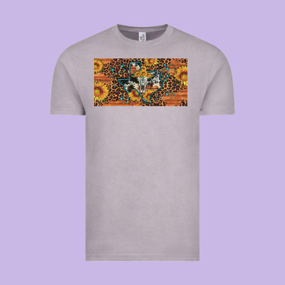 Texas Map Bull Skull Sunflower Leopard Licence Plate Vintage Tee Designed By Artiststas