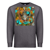 Charcoal Heather aztec bull skull seamless pattern Premium Sweatshirt - HRA Design Shop
