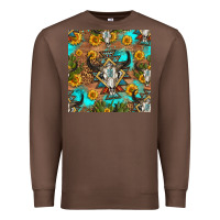 Chestnut aztec bull skull seamless pattern Premium Sweatshirt - HRA Design Shop