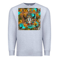 Heather Grey aztec bull skull seamless pattern Premium Sweatshirt - HRA Design Shop