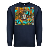 Navy aztec bull skull seamless pattern Premium Sweatshirt - HRA Design Shop
