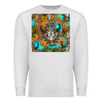 Oatmeal Heather aztec bull skull seamless pattern Premium Sweatshirt - HRA Design Shop