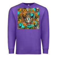 Purple aztec bull skull seamless pattern Premium Sweatshirt - HRA Design Shop