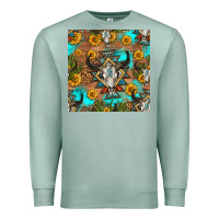 Seafoam aztec bull skull seamless pattern Premium Sweatshirt - HRA Design Shop