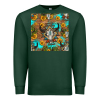 Sports Green aztec bull skull seamless pattern Premium Sweatshirt - HRA Design Shop