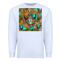 White aztec bull skull seamless pattern Premium Sweatshirt - HRA Design Shop
