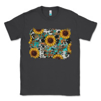 Smoke western sunflowers turquoise cowhide background Classic Tee - RanaPortraitStore