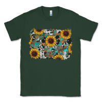 Sports Green western sunflowers turquoise cowhide background Classic Tee - RanaPortraitStore