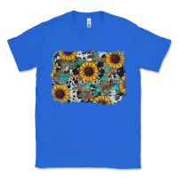 True Royal western sunflowers turquoise cowhide background Classic Tee - RanaPortraitStore