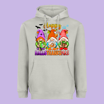 Happy Hallothanksmas Gnomes Heavyweight Hoodie Designed By Texasbilliewilder
