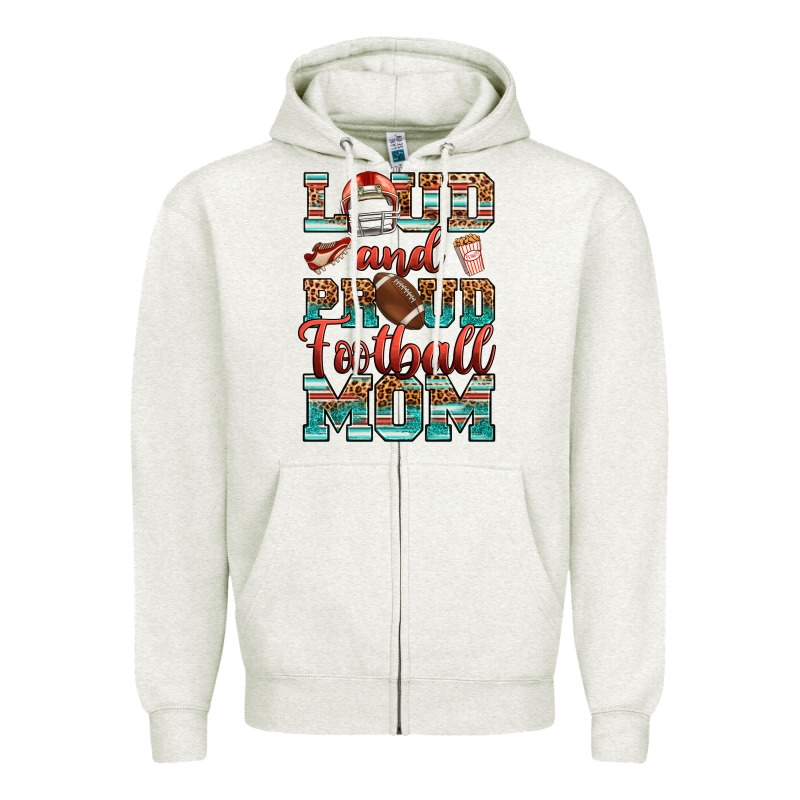 Loud And Proud Football Mom Zipper Hoodie by RanaPortraitStore | Teevron