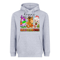 Heather Grey happy hallothanksmas farm animals Heavyweight Hoodie - texasbilliewilder
