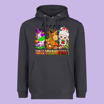 Happy Hallothanksmas Farm Animals Heavyweight Hoodie Designed By Texasbilliewilder