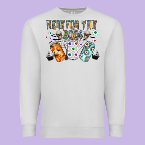Here For The Boos Premium Sweatshirt Designed By Cowhidedigitalart