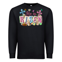 Black he is risen easter with flowers Premium Sweatshirt - Neo Western