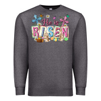 Charcoal Heather he is risen easter with flowers Premium Sweatshirt - Neo Western