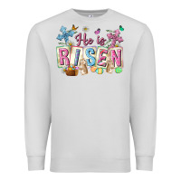 Dove Grey he is risen easter with flowers Premium Sweatshirt - Neo Western