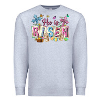 Heather Grey he is risen easter with flowers Premium Sweatshirt - Neo Western