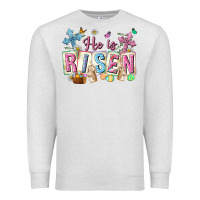 Oatmeal Heather he is risen easter with flowers Premium Sweatshirt - Neo Western