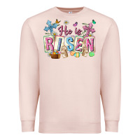 Pale Pink he is risen easter with flowers Premium Sweatshirt - Neo Western