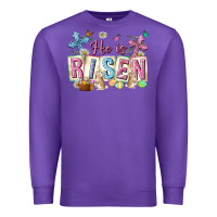 Purple he is risen easter with flowers Premium Sweatshirt - Neo Western