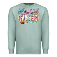 Seafoam he is risen easter with flowers Premium Sweatshirt - Neo Western
