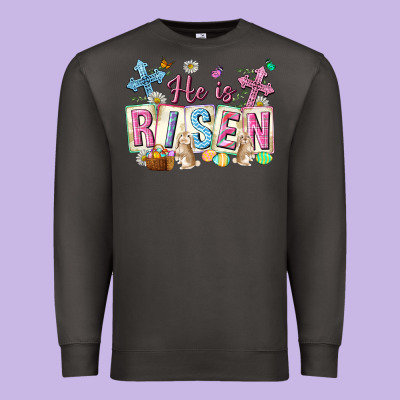 He Is Risen Easter With Flowers Premium Sweatshirt Designed By Neo Western