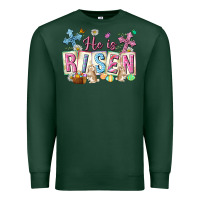 Sports Green he is risen easter with flowers Premium Sweatshirt - Neo Western