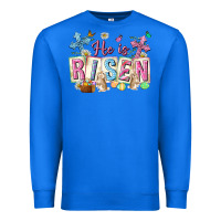 True Royal he is risen easter with flowers Premium Sweatshirt - Neo Western