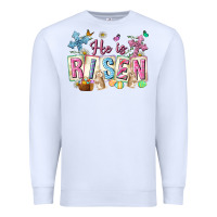 White he is risen easter with flowers Premium Sweatshirt - Neo Western