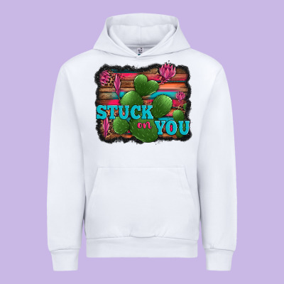 Stuck On You Heart Cactus Serape Leopard Background Urban Hoodie Designed By Jasminsmagicworld