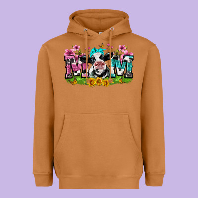 Mom With Cow Heavyweight Hoodie Designed By Zillion Design Studio