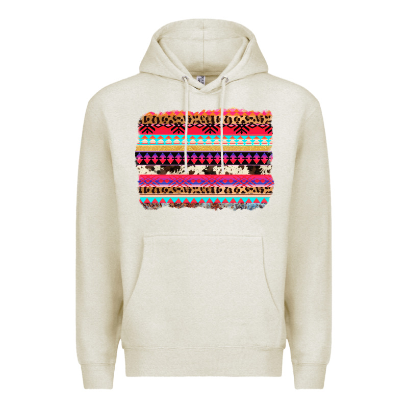 Aztec Western Leopard Cowhide Background Premium Hoodie by AdoDesignShop | Teevron