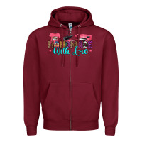 Burgundy handmade with love Zipper Hoodie - RanaPortraitStore