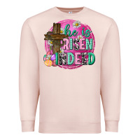 Pale Pink he is risen indeed easter Premium Sweatshirt - Neo Western