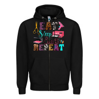 Black eat sleep craft repeat Zipper Hoodie - RanaPortraitStore