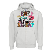 Dove Grey eat sleep craft repeat Zipper Hoodie - RanaPortraitStore