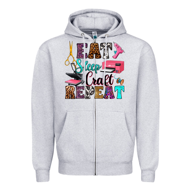 Eat Sleep Craft Repeat Zipper Hoodie by RanaPortraitStore | Teevron