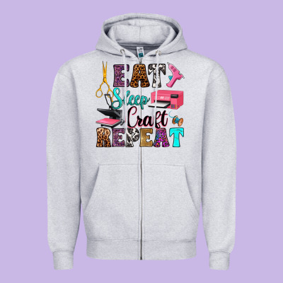 Zipper Hoodie eat sleep craft repeat