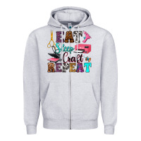 Heather Grey eat sleep craft repeat Zipper Hoodie - RanaPortraitStore