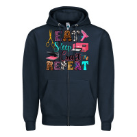 Navy eat sleep craft repeat Zipper Hoodie - RanaPortraitStore