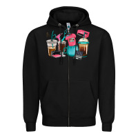 Black crafting coffee cups Zipper Hoodie - RanaPortraitStore