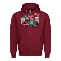 Burgundy crafting coffee cups Zipper Hoodie - RanaPortraitStore