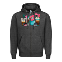 Charcoal Heather crafting coffee cups Zipper Hoodie - RanaPortraitStore