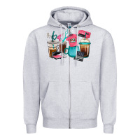 Heather Grey crafting coffee cups Zipper Hoodie - RanaPortraitStore