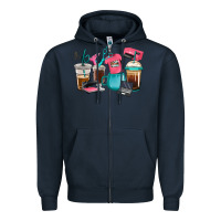 Navy crafting coffee cups Zipper Hoodie - RanaPortraitStore