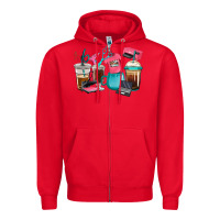 Red crafting coffee cups Zipper Hoodie - RanaPortraitStore