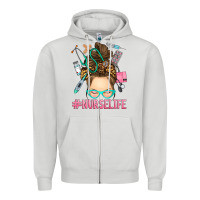 Dove Grey messy bun nurse life Zipper Hoodie - RanaPortraitStore