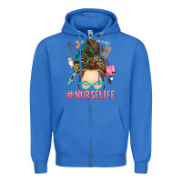 True Royal messy bun nurse life Zipper Hoodie - RanaPortraitStore